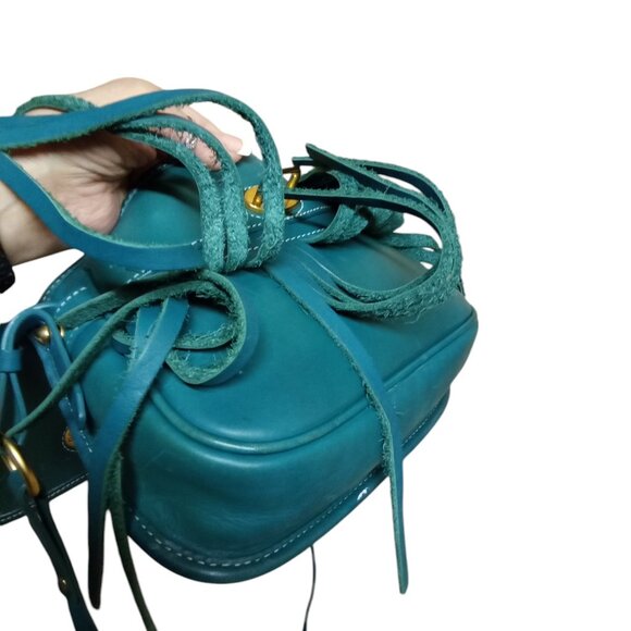 ROByNSAPI Dooney & Bourke RARE Teal  Fringe Leather Crossbody Shoulder Bag - Picture 8 of 12